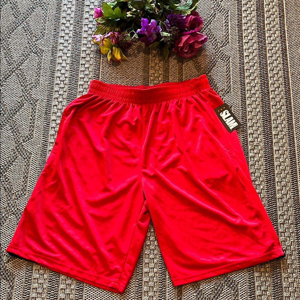 Athletic Red Shorts Lightweight Elastic Waist Size Large